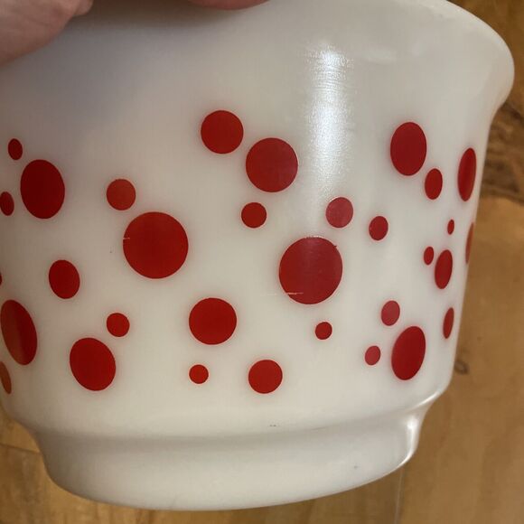 Vintage HAZEL ATLAS 10” RED POLKA DOT Punch Mixing BOWL 50’s MCM EUC - Picture 5 of 10